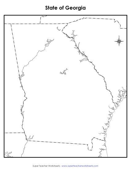 Maps - Georgia: Blank Map (Printable PDF Worksheet)