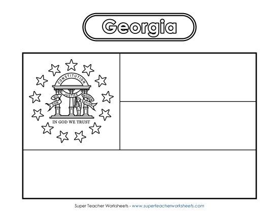 Flags & Seals - Georgia Flag Coloring Page (Printable PDF Worksheet)
