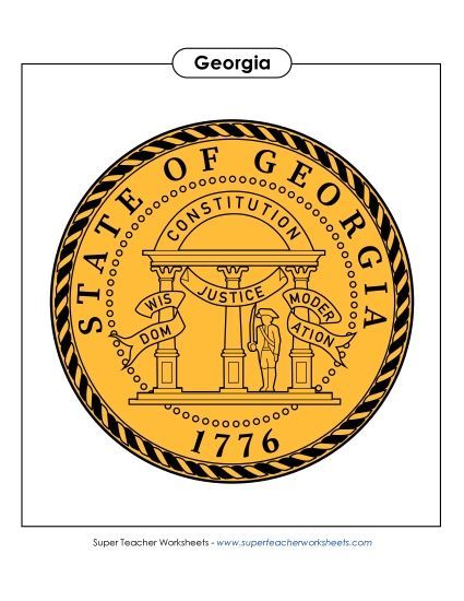 Flags & Seals - Georgia State Seal (Full-Color Version) (Printable PDF Worksheet)