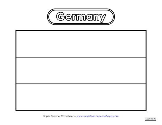 Flag - German Flag (Black & White) (Printable PDF Worksheet)