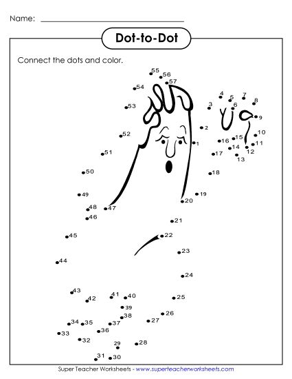 Puzzles - Ghost Dot-to-Dot (Numbers Up to 57) (Printable PDF Worksheet)