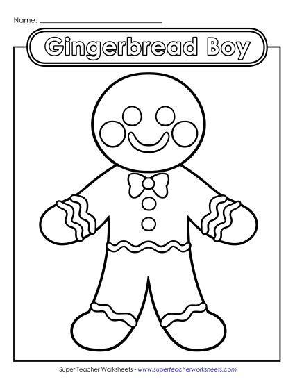 Basic Pictures (For Younger Kids) - Gingerbread Boy (Printable PDF Worksheet)