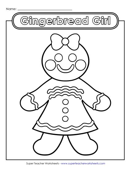 Basic Pictures (For Younger Kids) - Gingerbread Girl (Printable PDF Worksheet)