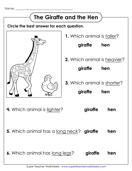 Very Basic - Giraffe and Hen (Very Basic) (Printable PDF Worksheet)