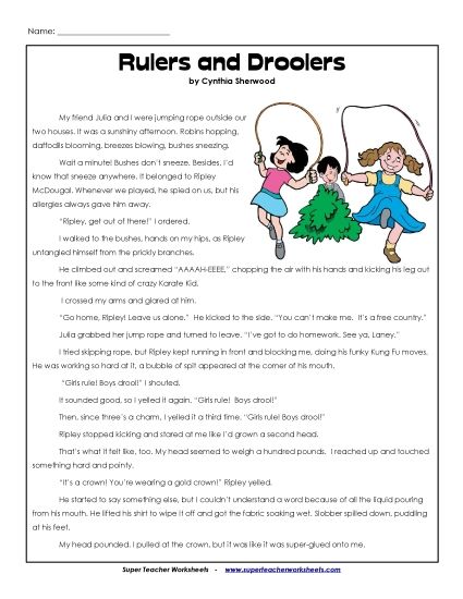 Fiction Stories - Girls Rule!  Boys Drool!  (Printable PDF Worksheet)