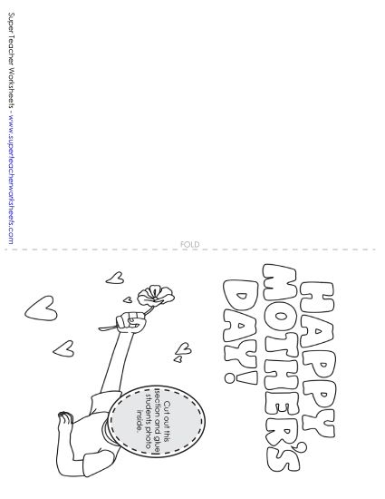 Cards for Moms - Glue-Your-Picture Card: Flowers (Printable PDF Worksheet)