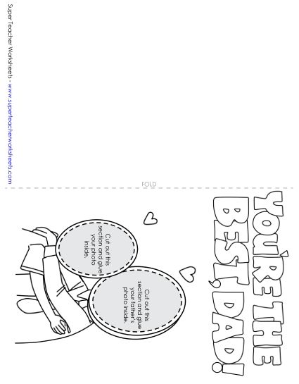 Cards for Fathers - Glue-Your-Picture Card: Hug (Printable PDF Worksheet)