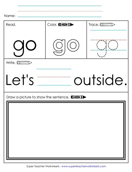Individual Sight Words - Go (Sight Word) (Printable PDF Worksheet)
