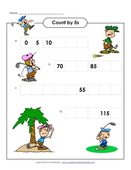 Golfers - Count by 5s (Printable PDF Worksheet)