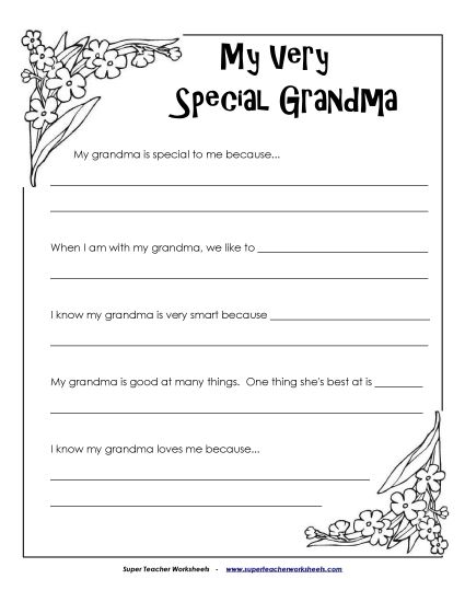 Make Gifts for Grandmas - Grandma is Special (Printable PDF Worksheet)