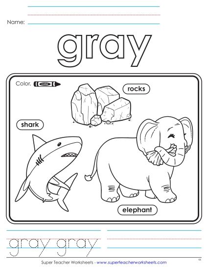 Gray - Gray Things (Printable PDF Worksheet)