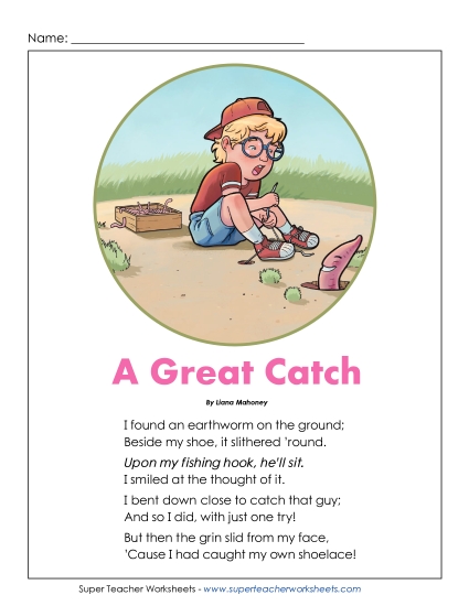 Poems - Great Catch (Poem) (Printable PDF Worksheet)
