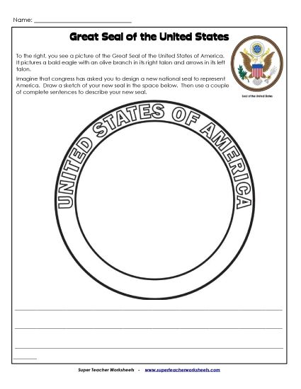 Great Seal of the USA - Great Seal of the USA (Design Your Own) (Printable PDF Worksheet)