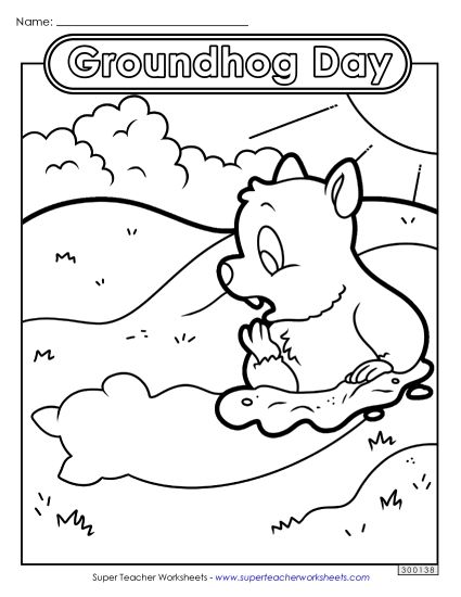 Coloring Pages - Groundhog Day Coloring Page (Printable PDF Worksheet)