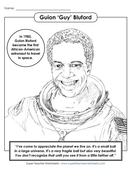Coloring Pages - Guy Bluford - Coloring (Printable PDF Worksheet)