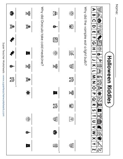 Puzzles - Halloween Crypto-Code Riddle (Printable PDF Worksheet)