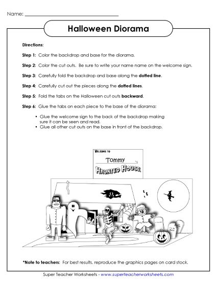 Dioramas - Halloween Diorama Scene (Printable PDF Worksheet)