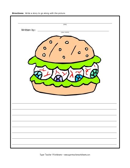 Holiday Story Pictures - Halloween - Eyeball Burger (Printable PDF Worksheet)