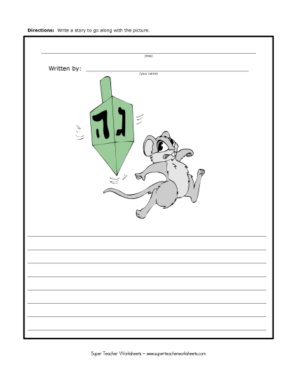 Reading & Writing - Hanukkah - Dreidel Mouse Activity (Printable PDF Worksheet)