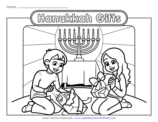 Coloring Pages - Hanukkah Gifts Coloring Page (Printable PDF Worksheet)
