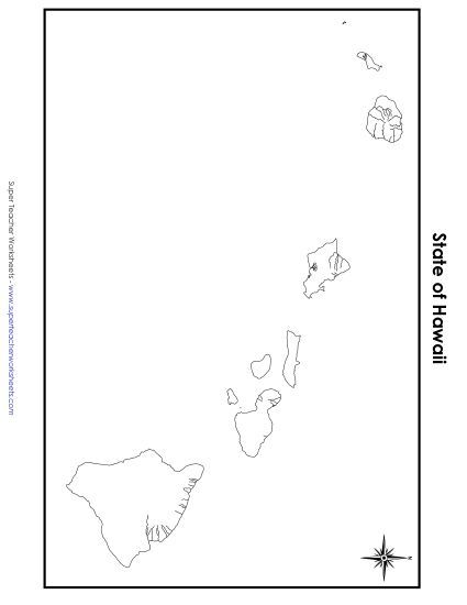 Maps - Hawaii: Blank Map (Printable PDF Worksheet)