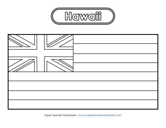 Flags & Seals - Hawaii Flag Coloring Page (Printable PDF Worksheet)