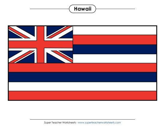 Flags & Seals - Hawaii State Flag (Full-Color Version) (Printable PDF Worksheet)