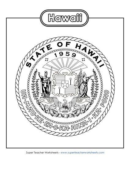 Flags & Seals - Hawaii State Seal (Black & White) (Printable PDF Worksheet)