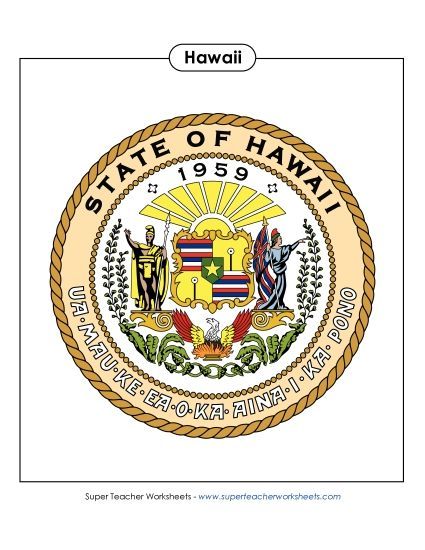 Flags & Seals - Hawaii State Seal (Full-Color Version) (Printable PDF Worksheet)