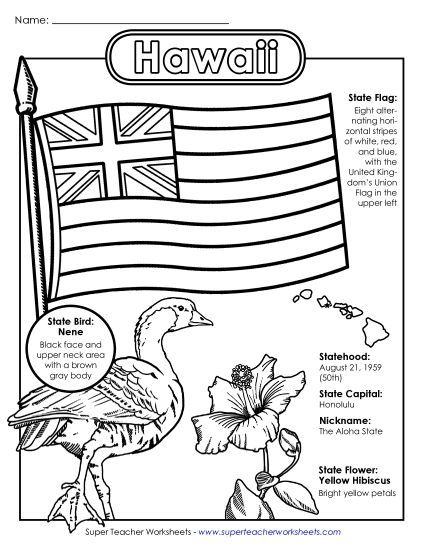 Symbols - Hawaii State Symbols Coloring Page (Printable PDF Worksheet)