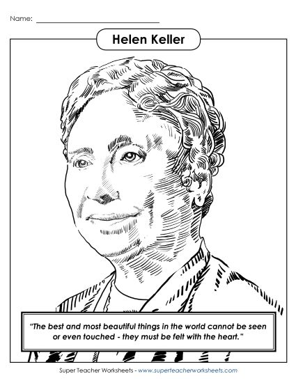 Coloring Pages - Helen Keller - Coloring (Printable PDF Worksheet)