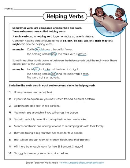 Helping Verbs - Helping Verbs - Advanced (Printable PDF Worksheet)