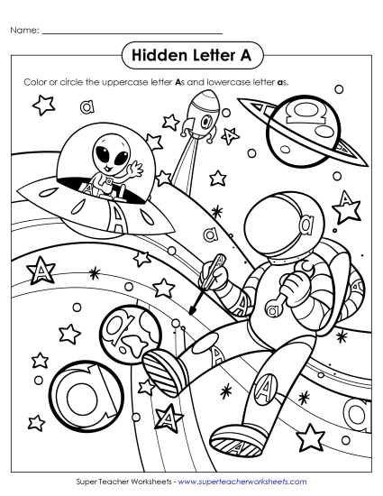 Letter Recognition - Hidden Letter A (Printable PDF Worksheet)