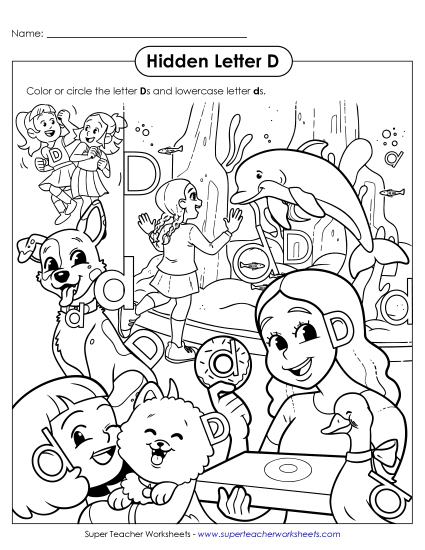 Letter Recognition - Hidden Letter D (Printable PDF Worksheet)