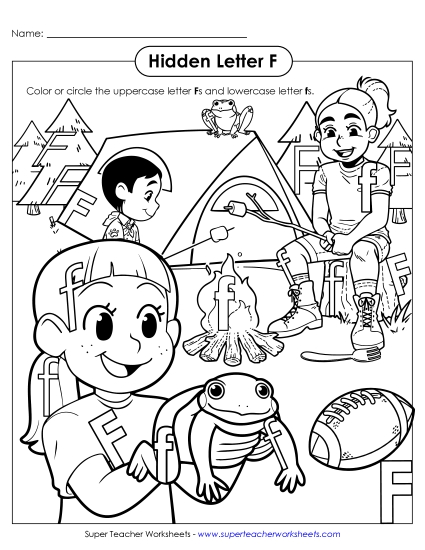 Letter Recognition - Hidden Letter F (Printable PDF Worksheet)