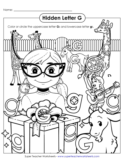 Letter Recognition - Hidden Letter G (Printable PDF Worksheet)