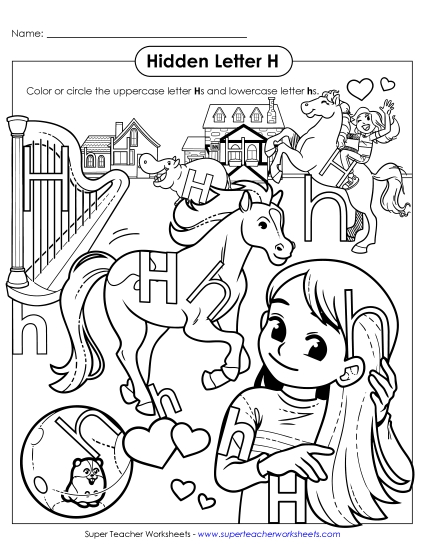 Letter Recognition - Hidden Letter H (Printable PDF Worksheet)