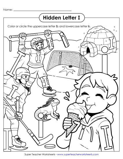 Letter Recognition - Hidden Letter I (Printable PDF Worksheet)