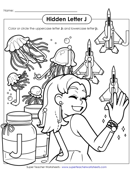 Letter Recognition - Hidden Letter J (Printable PDF Worksheet)