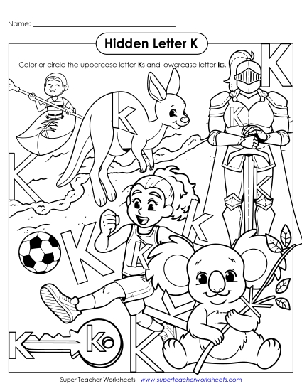 Letter Recognition - Hidden Letter K (Printable PDF Worksheet)