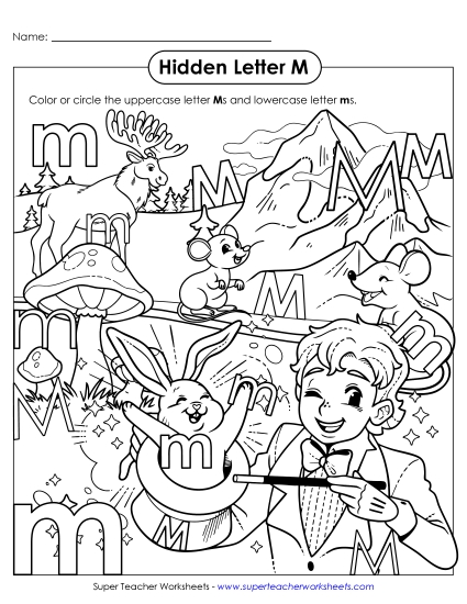 Letter Recognition - Hidden Letter M (Printable PDF Worksheet)