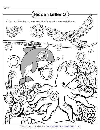 Letter Recognition - Hidden Letter O (Printable PDF Worksheet)