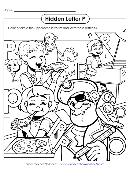 Letter Recognition - Hidden Letter P (Printable PDF Worksheet)