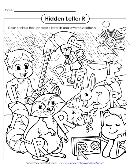 Letter Recognition - Hidden Letter R (Printable PDF Worksheet)