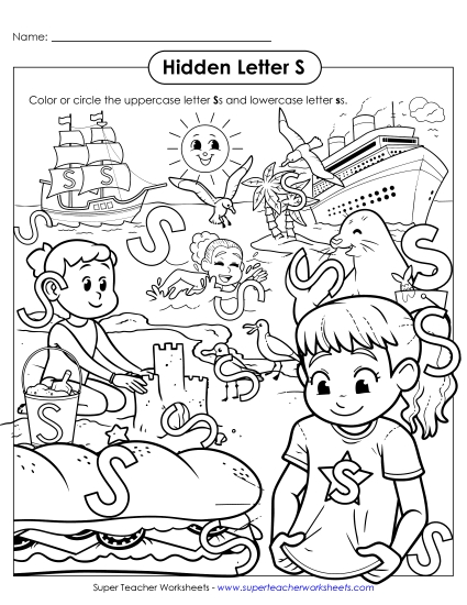 Letter Recognition - Hidden Letter S (Printable PDF Worksheet)