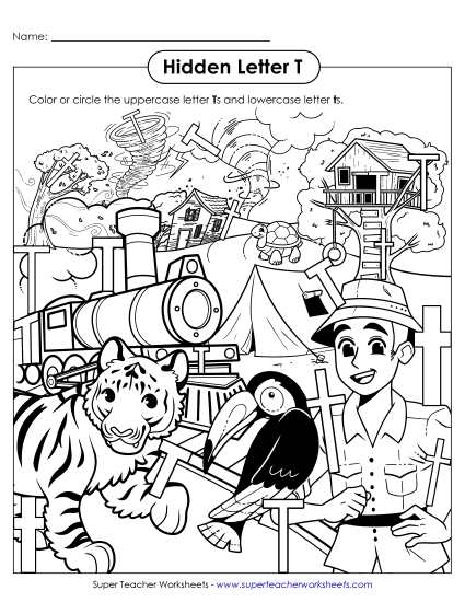 Letter Recognition - Hidden Letter T (Printable PDF Worksheet)