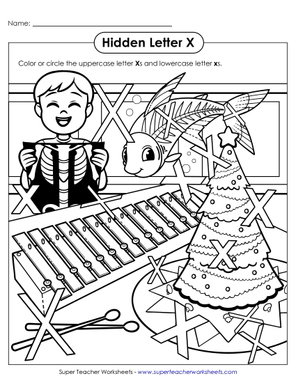 Letter Recognition - Hidden Letter X (Printable PDF Worksheet)