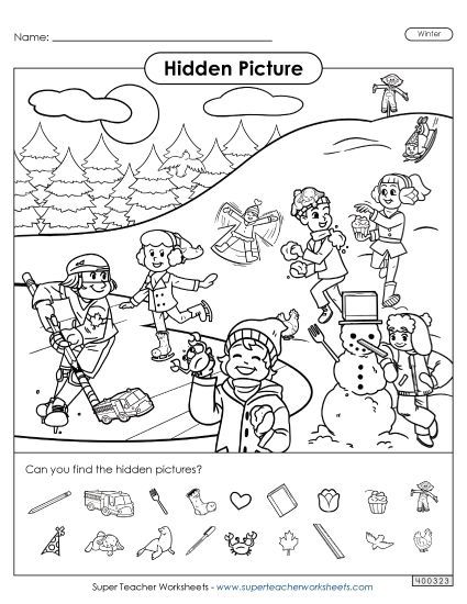 Puzzles - Hidden Picture: Winter (Printable PDF Worksheet)