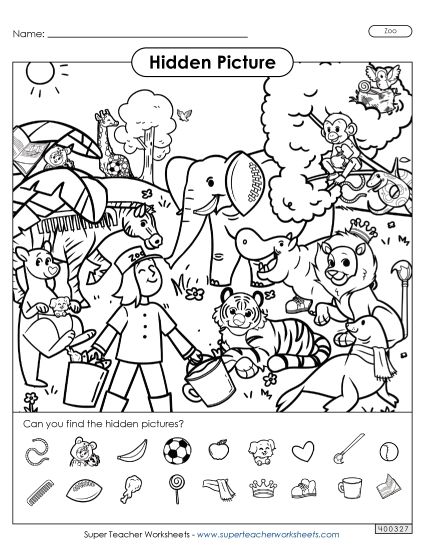 Zoo Activities - Hidden Picture: Zoo (Printable PDF Worksheet)