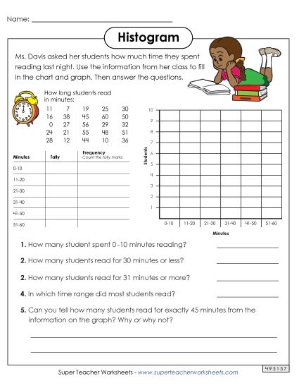 Histogram Fill-In (Reading Time) (Printable PDF Worksheet)